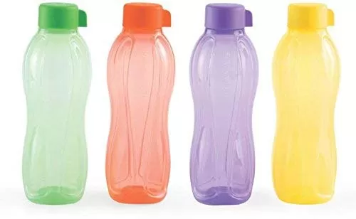 Tupperware Virgin Plastic Water Bottle Set 1L Set of 4 Multicolour