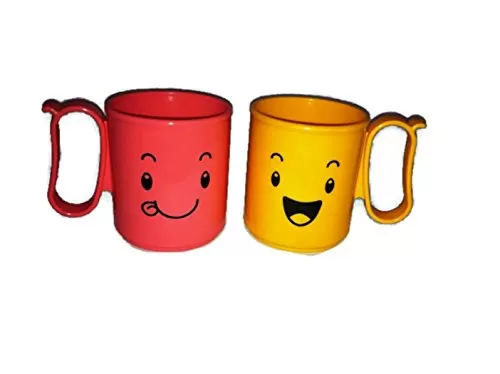 Tupperware Plastic Mood Mugs Set of 2. Yellow