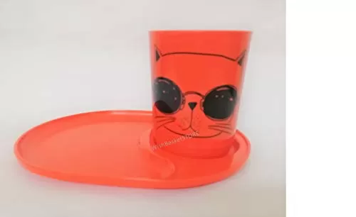 Kids Milk Mug-Plate with Warranty by WishBasketSTORE (Orange)