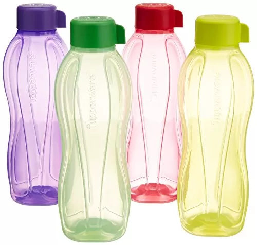 Aquasafe Plastic Water Bottle Set 1 Litre Set of 4 Multicolour (Tup_B01GPVDM02)