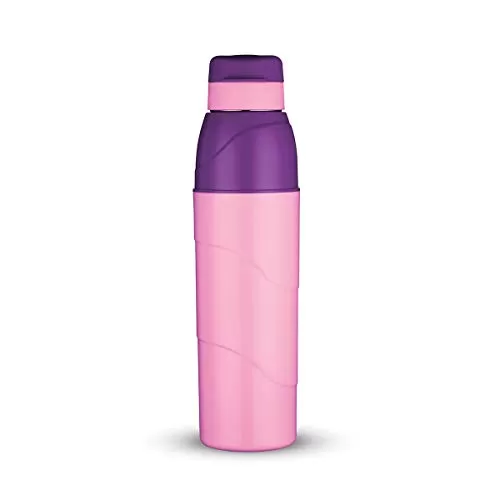Trueware Wave 600 Insulated Water Bottle with Inner Steel|Hot & Cold Bottle with Attractive Color|BPA Free|570 mlPurple
