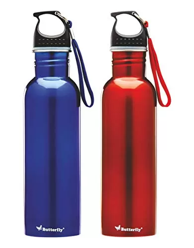 Butterfly Stainless Steel Water Bottle Set 750ml Set of 2 Red/Blue