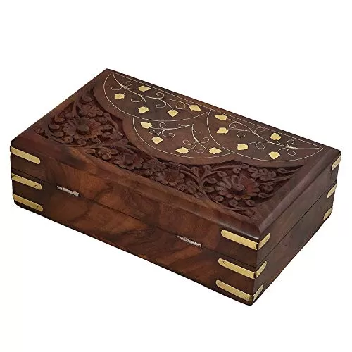 Wooden Designer Handcarved Jewellery Box Jewel Storage Organizer Great Gift Ideas