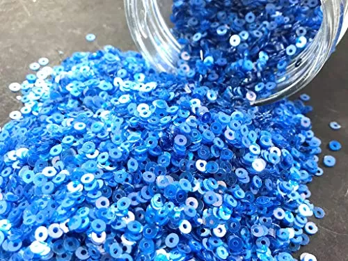 Light Blue Center Hole Circular Sequins (3 mm) (Pack of 100 Grams)- for Embroidery Art and Craft