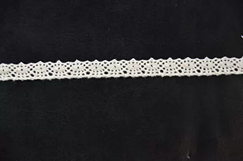 Off White Cotton Lace (0.5 Inches) (10 Metres) (Design 9)- Used for Trims Borders Embroidered Laces Applique Fabric lace Sewing Supplies Cotton Work lace.