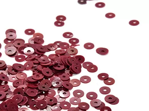 Deep Red Round Centre Hole Sequins (4 mm) (Pack of 250 Grams)- for Embroidery Beading Arts and Crafts