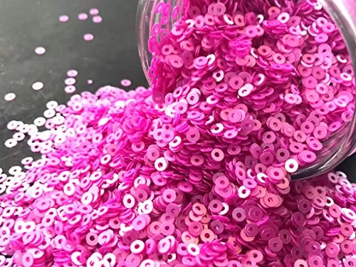 Pink Center Hole Circular Sequins (4 mm) (Pack of 100 Grams) for Embroidery Art and Craft