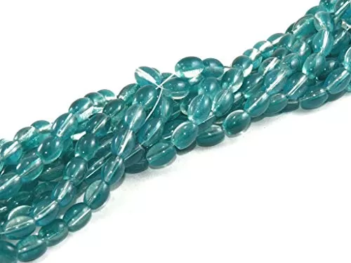 Sea Green Dual Tone Oval Glass Pearl (6 mm * 8 mm) (1 String) - for Jewellery Making Beading Art and Craft