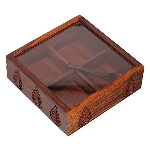 Wooden Dry Fruit/Spice Box Fine Carving Work