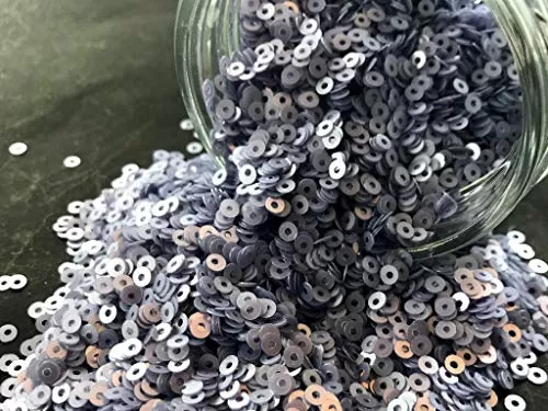 Silver Gray Center Hole Circular Sequins (4 mm) (Pack of 100 Grams) for Embroidery Art and Craft