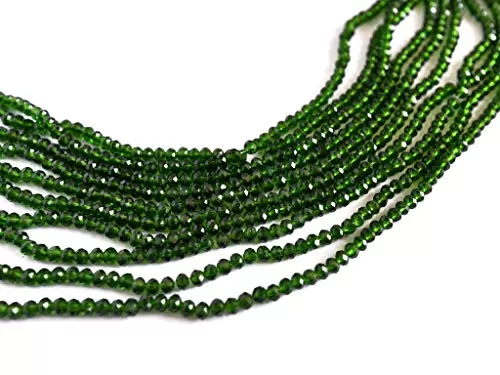 Dark Green Transparent Tyre/Rondelle Faceted Crystal Beads (4 mm) (1 String) for  Jewellery Making Beading Embroidery Art and Craft