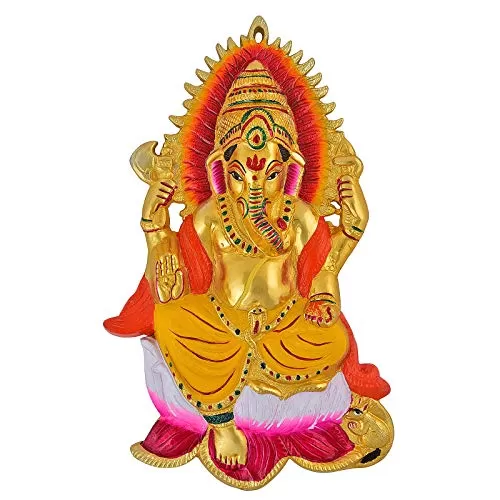 Decorative Lord Ganesh Ji Big Aluminium Wall Hanging Showpiece Figurine For Home Decor Gift Loved Once - Once Loved Home Decoration