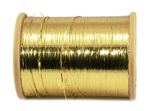 Medium Golden Flat Badla (Metallic Yarn) Thread for Embroidery Work Beading Jewellery Making and Crafts 1 Roll