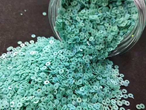 Tiffany Blue Center Hole Circular Sequins (3 mm) (Pack of 100 Grams) for Embroidery Art and Craft