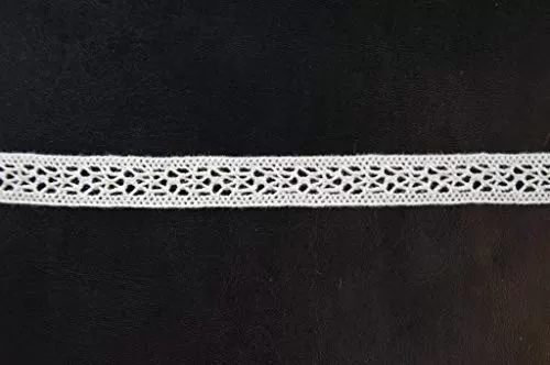 Off White Cotton Lace (0.5 Inches) (10 Metres) (Design 14)- Used for Trims Borders Embroidered Laces Applique Fabric lace Sewing Supplies Cotton Work lace.
