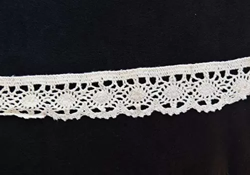 Off White Cotton Lace (1 Inches) (10 Metres) (Design 3)- Used for Trims Borders Embroidered Laces Applique Fabric lace Sewing Supplies Cotton Work lace.