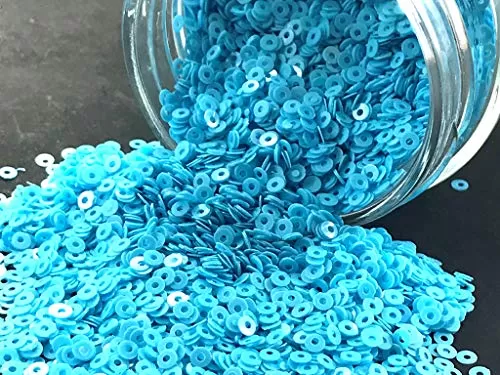 Sky Blue Center Hole Circular Sequins (3 mm) (Pack of 100 Grams) for Embroidery Art and Craft