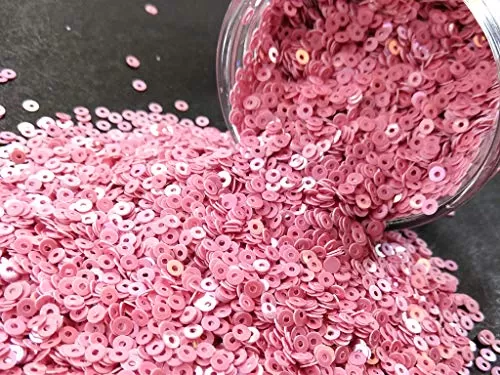 Flamingo Pink Center Hole Circular Sequins (3 mm) (Pack of 100 Grams) for Embroidery Art and Craft
