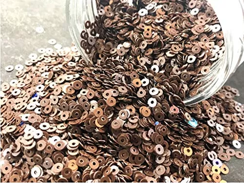 Brown Center Hole Circular Sequins (4 mm) (Pack of 100 Grams)- for Embroidery Art and Craft