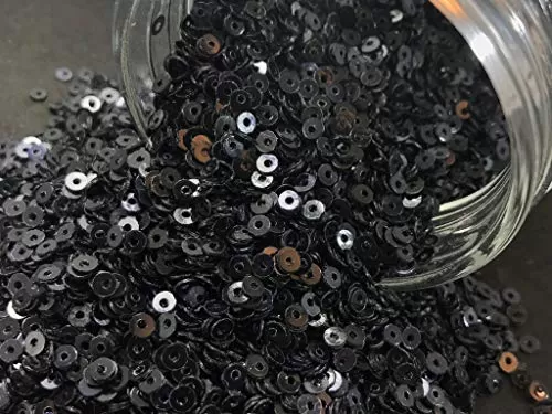 Black Center Hole Circular Sequins (3 mm) (Pack of 100 Grams) for Embroidery Art and Craft