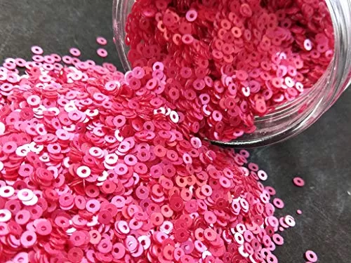 Rouge Red Center Hole Circular Sequins (3 mm) (Pack of 100 Grams) for Embroidery Art and Craft