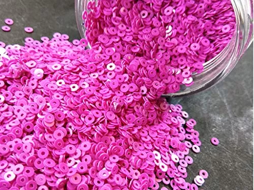 Bubblegum Pink Center Hole Circular Sequins (3 mm) (Pack of 100 Grams) for Embroidery Art and Craft