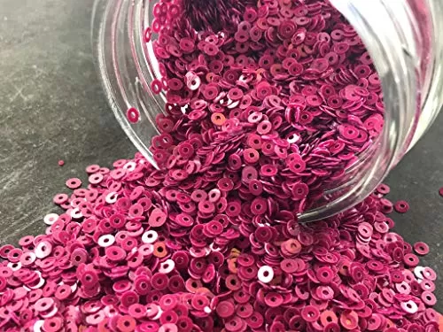 Maroon Center Hole Circular Sequins (3 mm) (Pack of 100 Grams) for Embroidery Art and Craft