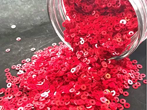 Red Center Hole Circular Sequins (3 mm) (Pack of 100 Grams) for Embroidery Art and Craft