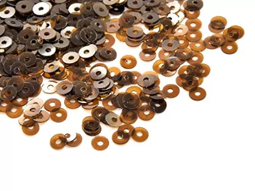 Brown Circular Center Hole Sequins (4 mm) (Pack of 100 Grams) for Embroidery Art and Craft