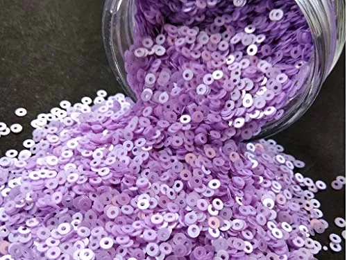 Lavender Center Hole Circular Sequins (4 mm) (Pack of 100 Grams) for Embroidery Art and Craft