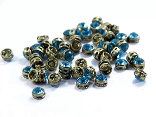 Turquoise Circular Golden Kundan Stones 1 cm for Jewellery MakingCraftEmbroiderySareeBlouse Work and Dress Making (Pack of 100 Pieces)