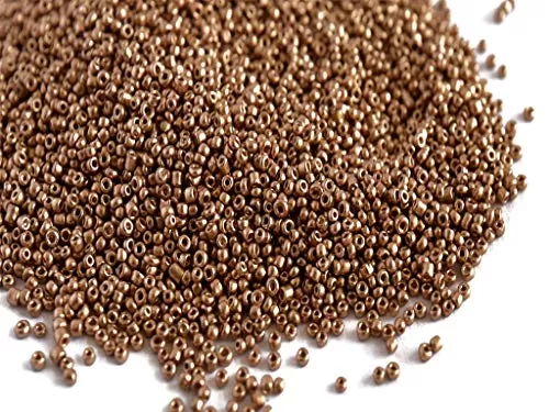 Metallic Golden Round Rocailles/Glass Seed Beads (11/0-2.0 mm 100 Grams) Standard Quality for  Jewellery Making Beading Embroidery Art and Craft
