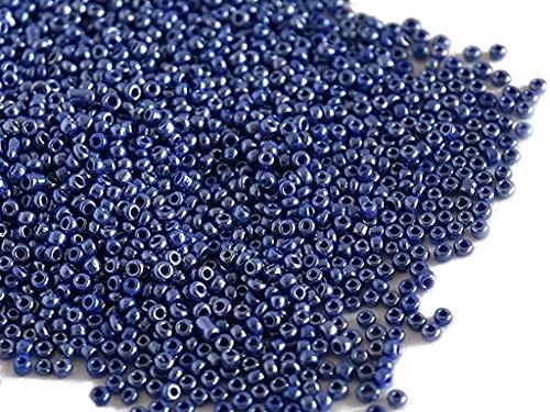 Opaque Luster Blue Round Rocailles/Glass Seed Beads (6/0-3.5 mm) (100 Grams) Standard Quality for  Jewellery Making Beading Arts and Crafts and Embroidery.