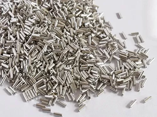 Metallic Uni-Silver Pipe/Bugle Beads/Glass Seed Beads (4.5 mm) (100 Grams) Standard Quality for  Jewellery Making Beading Arts and Crafts and Embroidery.