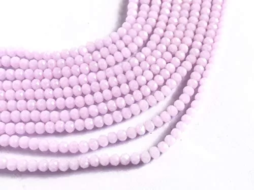 Translucent Pink Opaque Tyre/Rondelle Faceted Crystal Beads (6 mm) (1 String) for  Jewellery Making Beading Embroidery Art and Craft