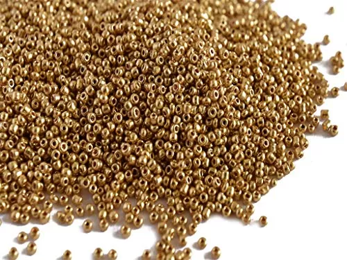 Uni-Gold Round Rocailles/Glass Seed Beads (15/0-1.5 mm 450 Grams) Standard Quality for  Jewellery Making Beading Embroidery Art and Craft