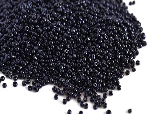 Opaque Black Round Rocailles/Glass Seed Beads (15/0-1.5 mm 450 Grams) Standard Quality for  Jewellery Making Beading Embroidery Art and Craft
