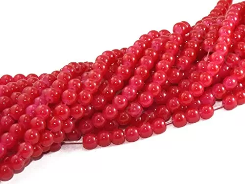 6MM Red Spherical Glass Pearl for Jewellery Making Beading Art and Craft Supplies (5 Strings)