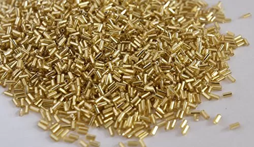 Silverline Golden Pipe/Bugle Beads/Glass Seed Beads (6.0 mm) (100 Grams) Standard Quality for  Jewellery Making Beading Arts and Crafts and Embroidery.
