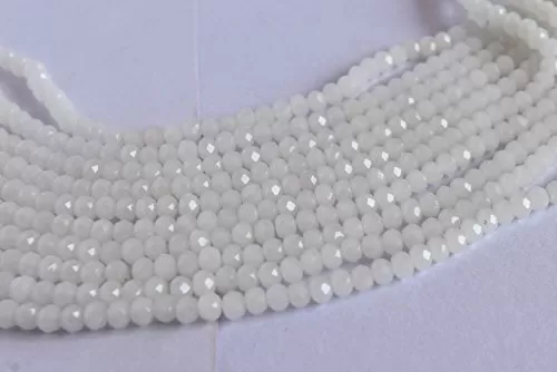 Translucent White Opaque Tyre/Rondelle Shaped Crystal Beads (3 mm) 5 Lines for  Jewellery Making Beading Arts and Crafts and Embroidery.