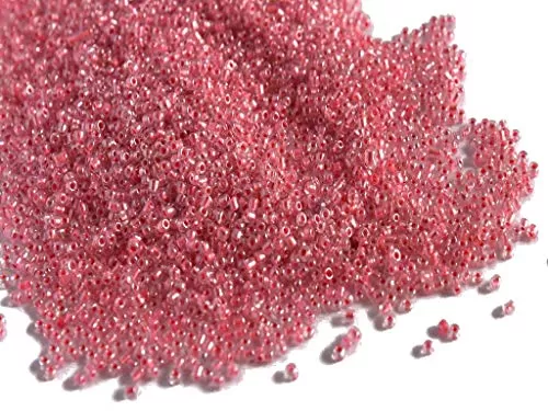 Pink (Inside Color) Round Seed Beads/Glass Seed Beads (6/0-3.5 mm 100 Grams) Standard Quality for  Jewellery Making Beading Embroidery Art and Craft