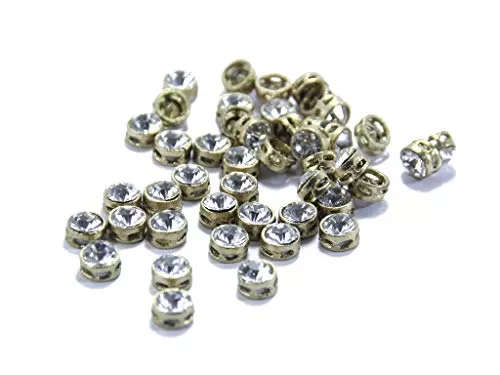 1CM Circular Kundan Stones for Jewellery MakingCraftEmbroiderySareeBlouse Work and Dress Making (Pack of 200 Pieces) (White)