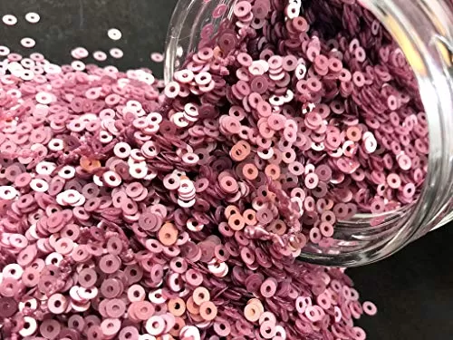 Rose Pink Center Hole Circular Sequins (3 mm) (Pack of 100 Grams) for Embroidery Art and Craft