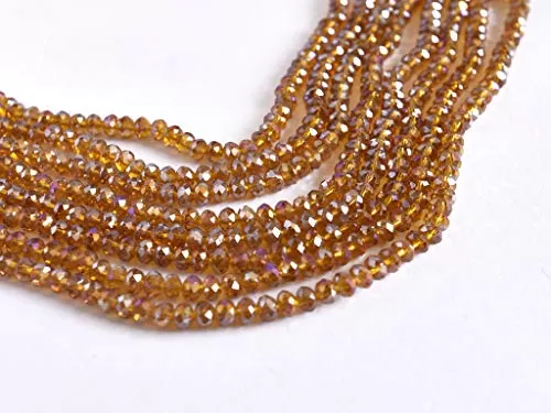 Brown/Topaz Rainbow Tyre/Rondelle Faceted Crystal Beads (3 mm) (1 String) for  Jewellery Making Beading Embroidery Art and Craft