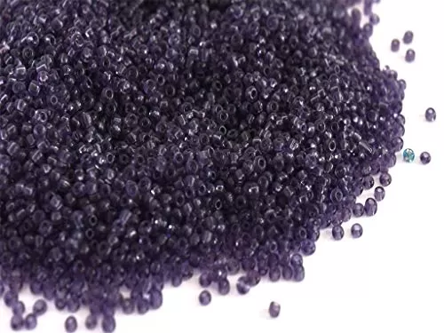 Transparent Purple Round Rocailles/Glass Seed Beads (11/0-2.0 mm) (100 Grams) Standard Quality for  Jewellery Making Beading Arts and Crafts and Embroidery.