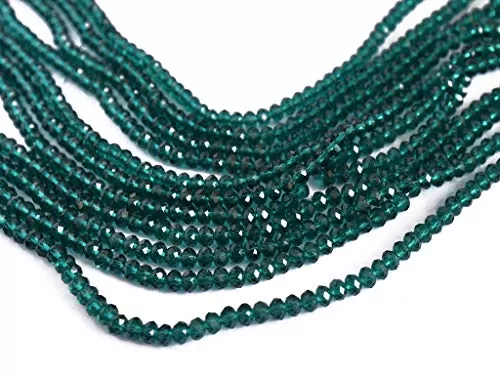 Teal Transparent Tyre/Rondelle Faceted Crystal Beads (6 mm) 1 String for  Jewellery Making Beading Arts and Crafts and Embroidery.