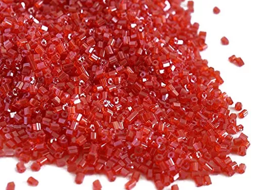 Transparent Dark Red 2 Cut Beads/Glass Seed Beads (11/0-2.0 mm) (450 Grams) Standard Quality for  Jewellery Making Beading Arts and Crafts and Embroidery.