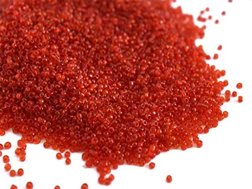 Transparent Red Round Rocailles/Glass Seed Beads (11/0-2.0 mm 100 Grams) Standard Quality for  Jewellery Making Beading Embroidery Art and Craft