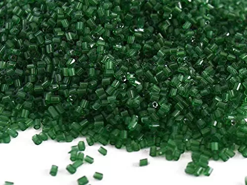 Transparent Green 2 Cut Beads/Glass Seed Beads (15/0-1.5 mm) (450 Grams) Standard Quality for  Jewellery Making Beading Arts and Crafts and Embroidery.