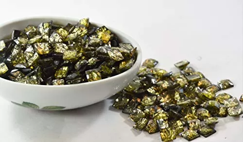 Faceted Light Golden Square Acrylic Stones (0.4 Inch) (50 Grams) - for Jewellery Making Stitching Art and Craft